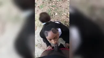Naughty Schoolgirl Sucks Teacher Thick Dick In Yard