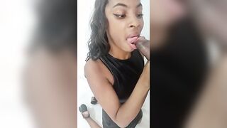 Black Teen Sucking & Choking On Big Black Cock