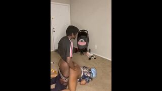 Black Maid Sucking Big Black Dick and Takes Hard Backshots On The Floor