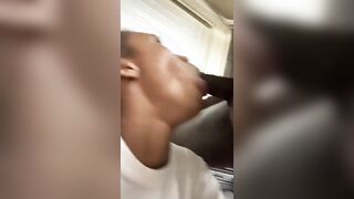 Black Teen Sucking Dick and Choking On It